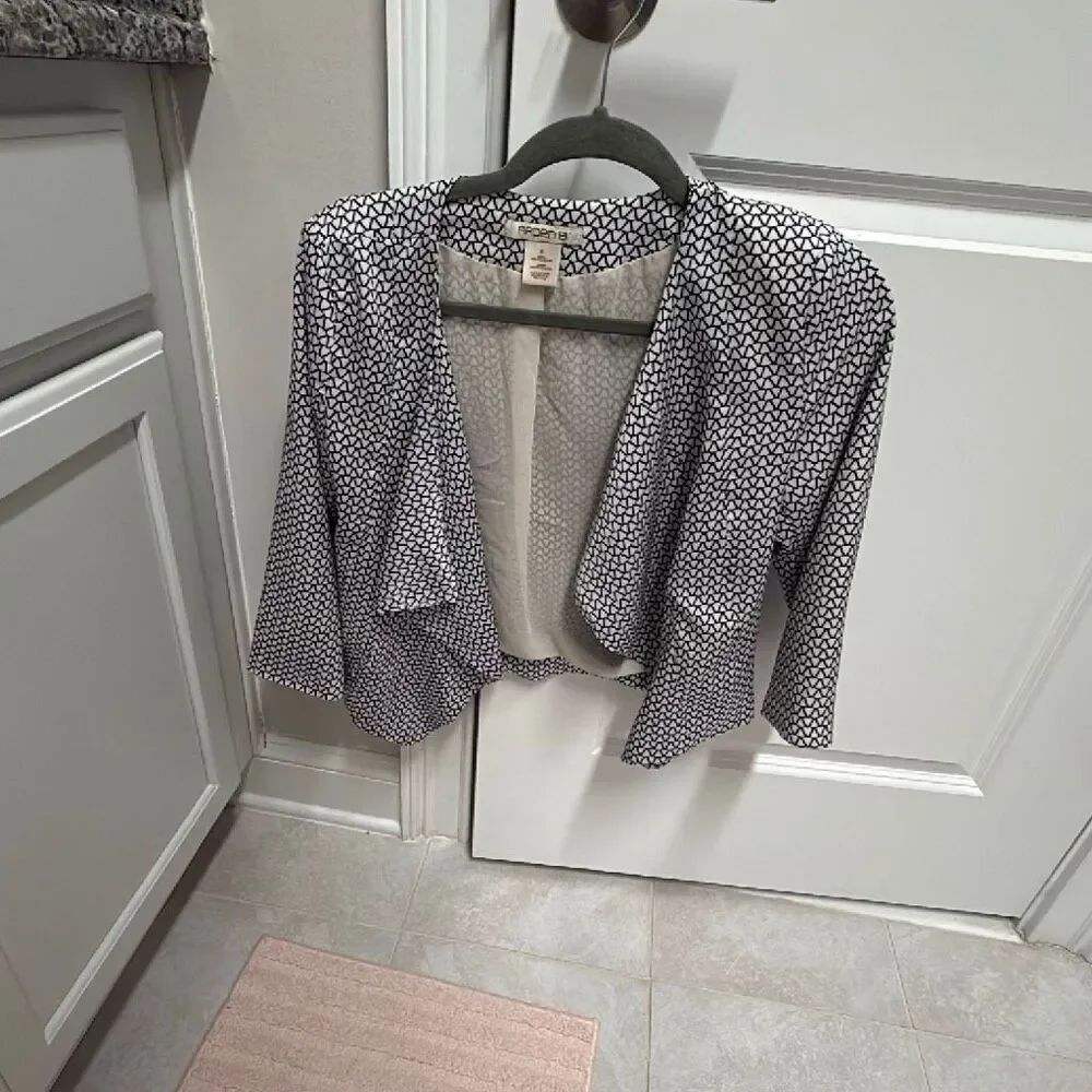 Arden B black/white geometric open lapel blazer jacket size S